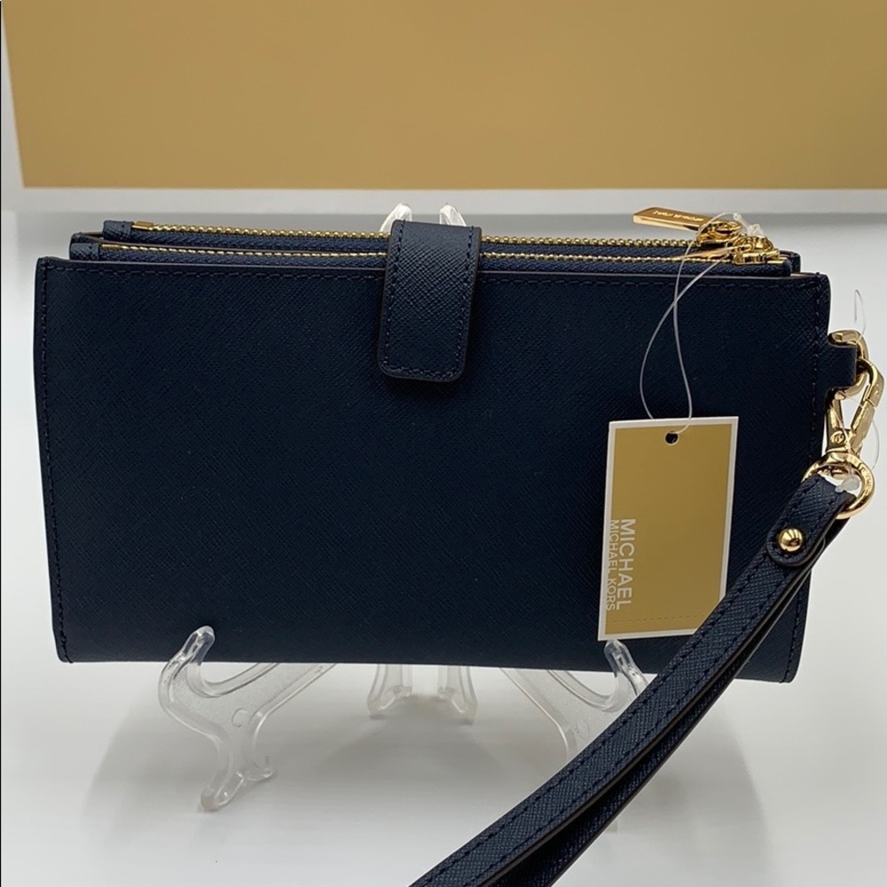 MICHAEL KORS LG DOUBLE ZIP WRISTLET NAVY - Picture 15 of 16